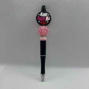 Handmade Silicone Focal Bead Black and Pink Beaded Pen